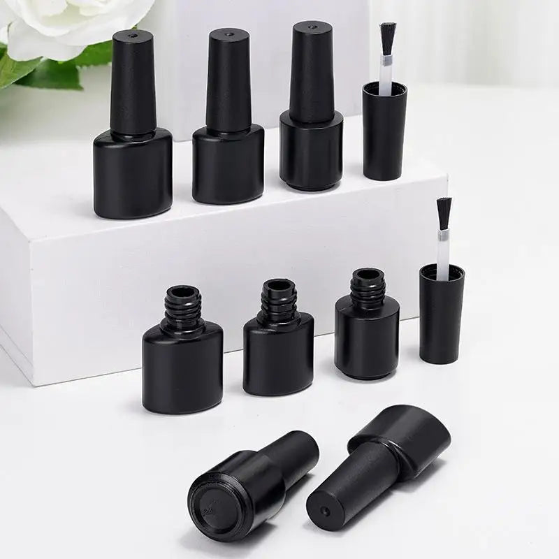 15ml Empty Nail Polish Bottle with Brush | Refillable Black Cap Nail Polish Bottle QXL