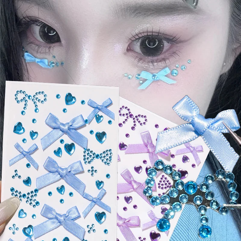 3D Rhinestone Bow Face Stickers | Halloween Cosplay Body Art Face & Body Stickers QXL