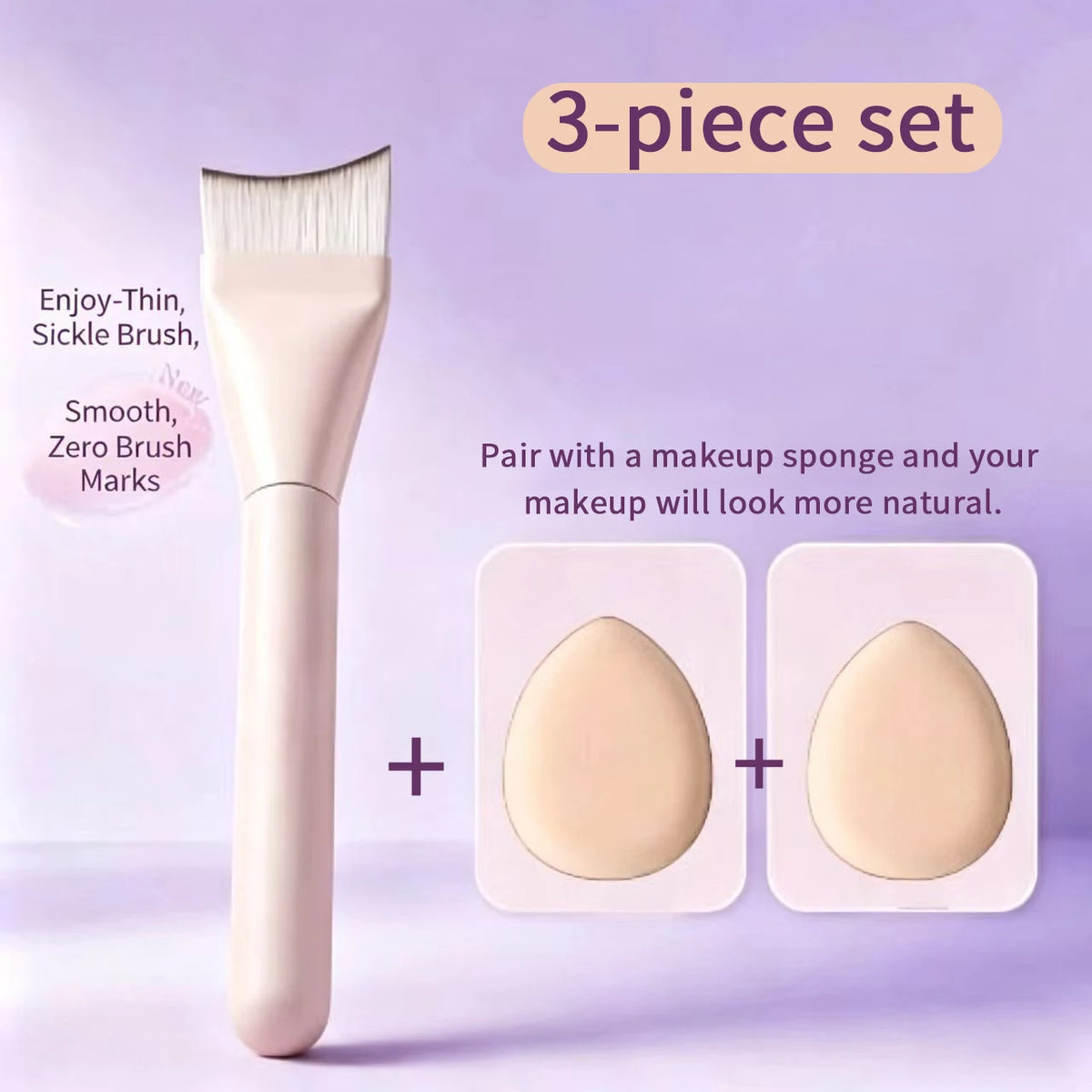 Ultra-Thin Seamless Foundation Brush | Soft Synthetic Fiber Foundation Brush QXL 3 pcs