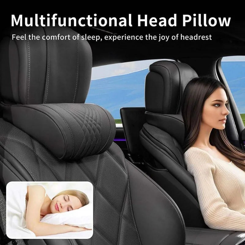 Car Memory Foam Neck Headrest Pillow | Leather Seat Cushion Car Headrest Pillow QXL