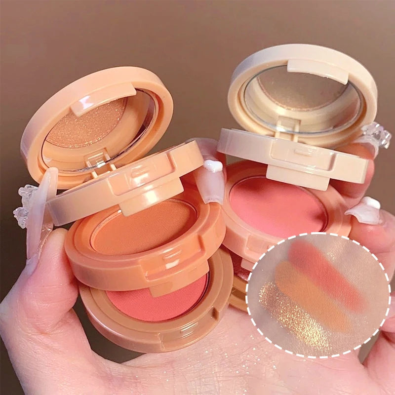GECOMO 3-in-1 Blush Palette | Long-Lasting Powder Blush Powder Blush Palette QXL
