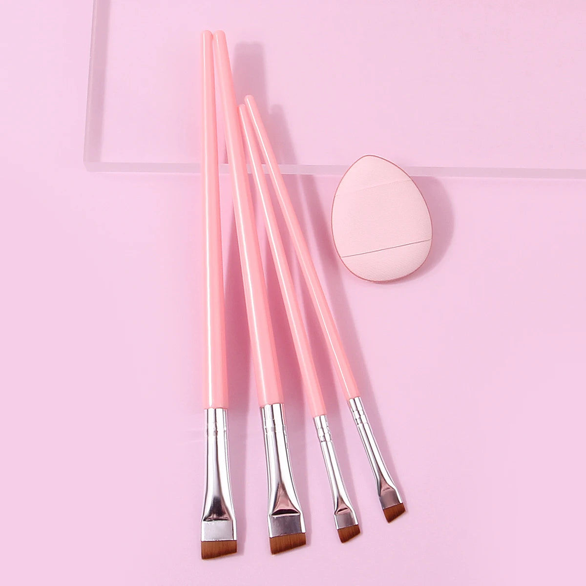 5-Piece Pink Makeup Brush Set | Eyeliner & Eyebrow Brushes Makeup Brush Set QXL Pink