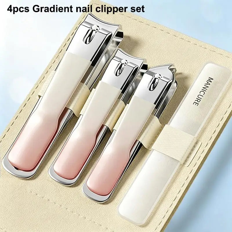 4-Piece Manicure Set with Leather Case & Nano Nail File Manicure Set QXL