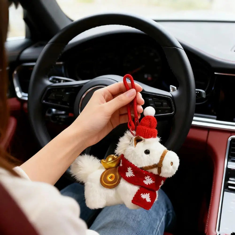 Plush Horse Keychain | Knit Hat Scarf Bag Charm Lucky Gift Plush Keychain Charm QXL