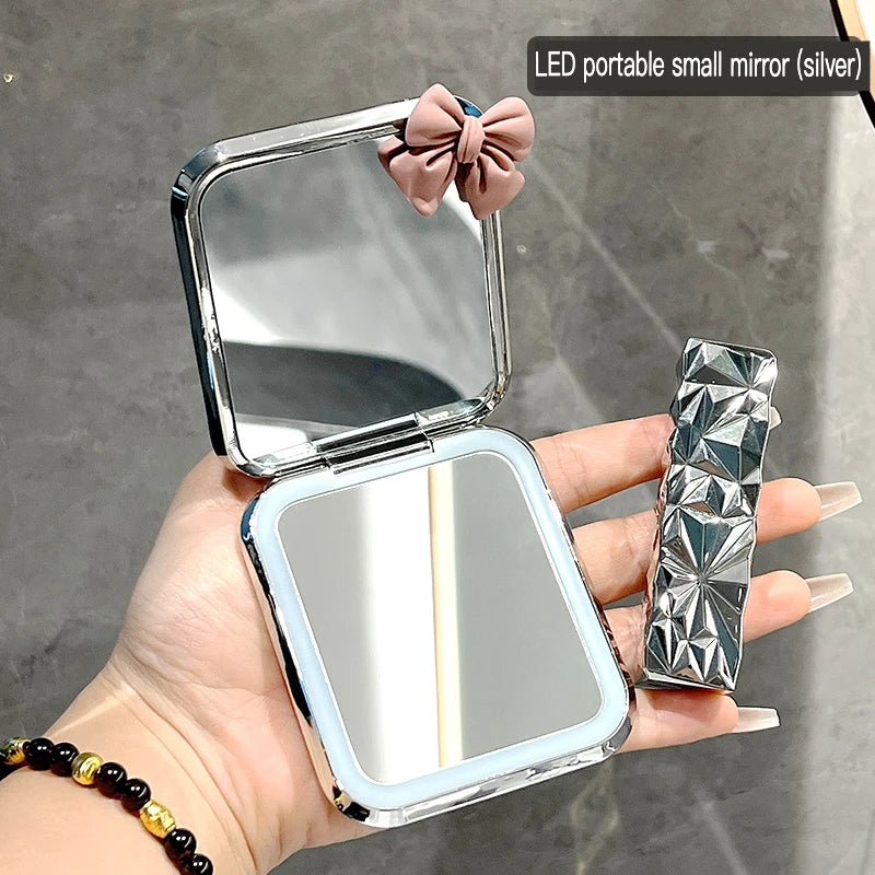 LED Lighted Portable Folding Makeup Mirror | Mini Desktop LED Makeup Mirror QXL