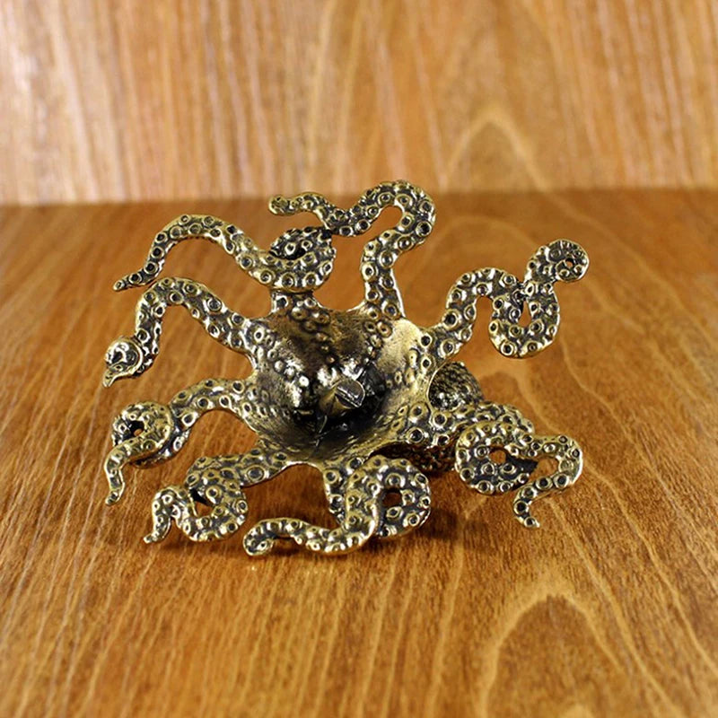 Antique Brass Octopus Figurine | Copper Vintage Desk Ornament Brass Figurine QXL