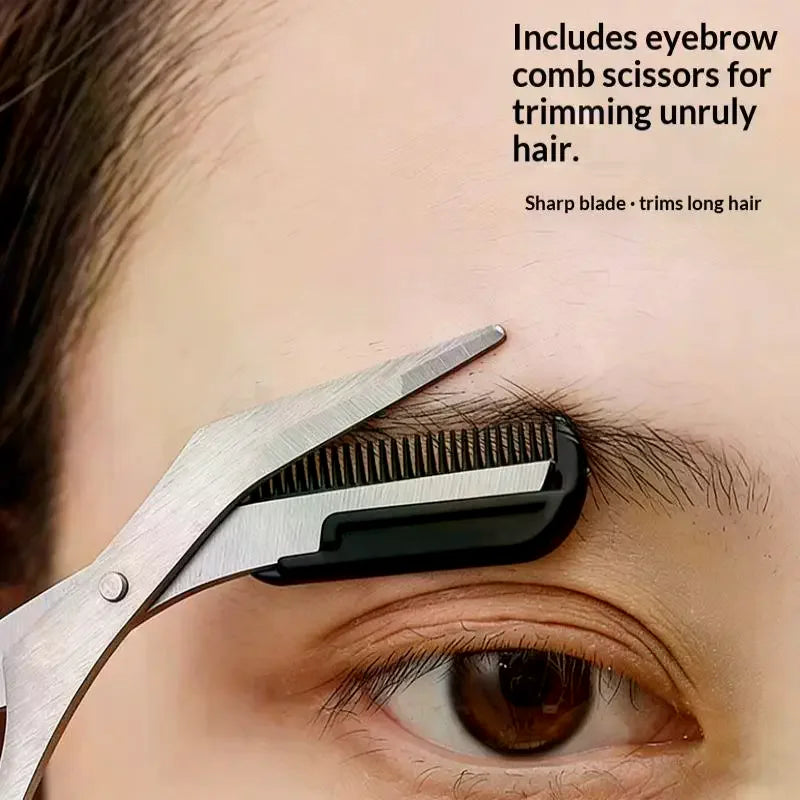 3-Piece Stainless Steel Eyebrow Grooming Kit – Comb, Scissor & Trimmer Eyebrow Grooming Kit QXL