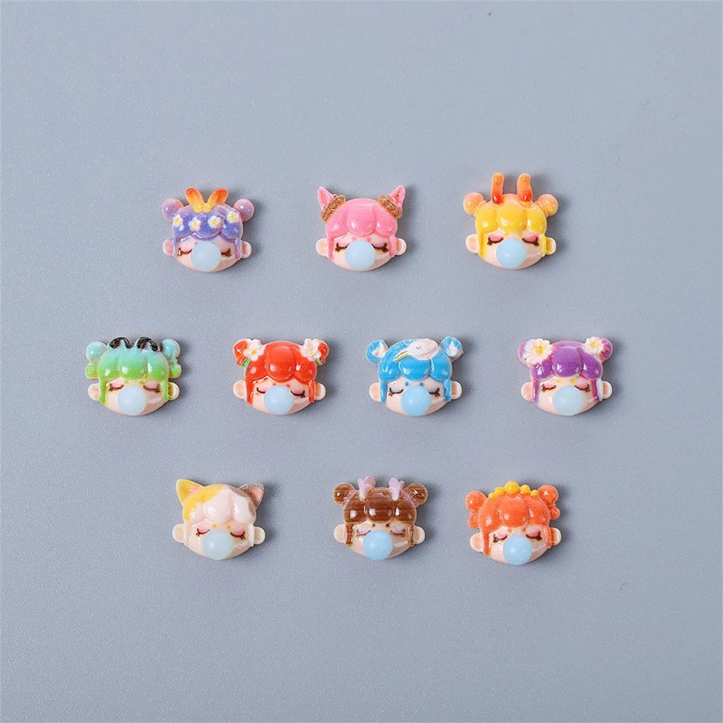 20-Pc Kawaii Cartoon Resin Nail Charms & Rhinestones Set Nail Art Charms QXL