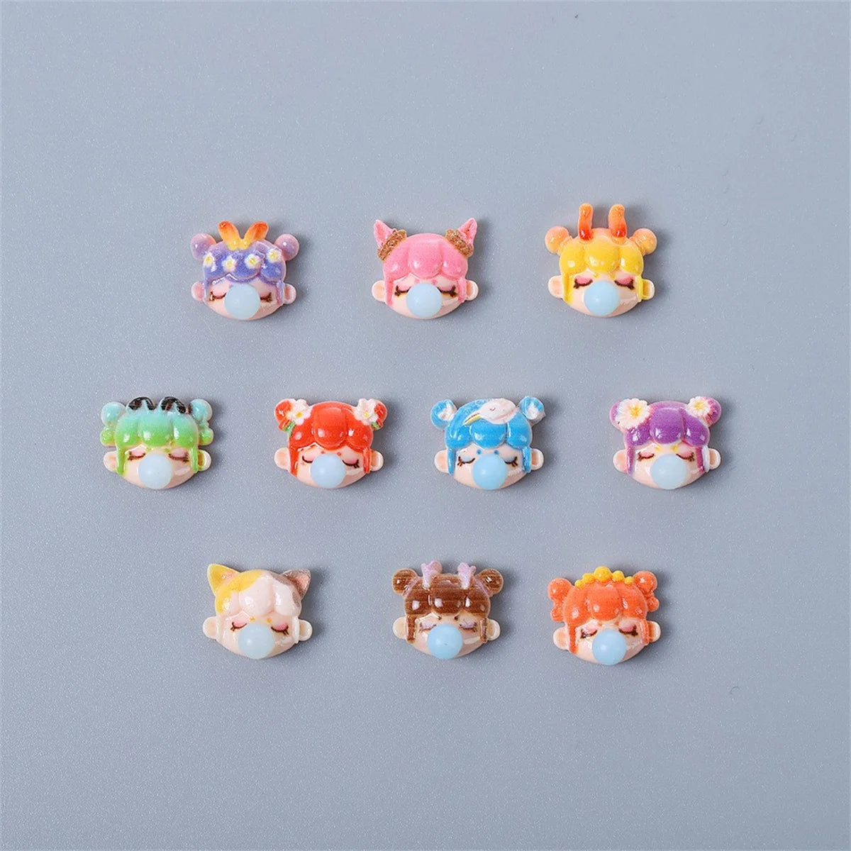 20-Pc Kawaii Cartoon Resin Nail Charms & Rhinestones Set Nail Art Charms QXL