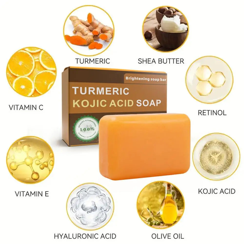 Turmeric Kojic Acid Brightening Soap Bar | Face & Body Brightening Soap Bar QXL