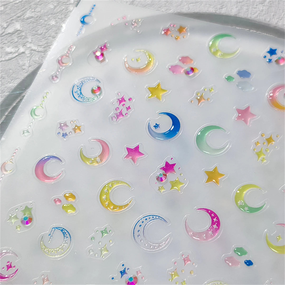 5D Jelly Star Moon Nail Stickers | Kawaii Gradient Nail Decals Nail Art Stickers QXL
