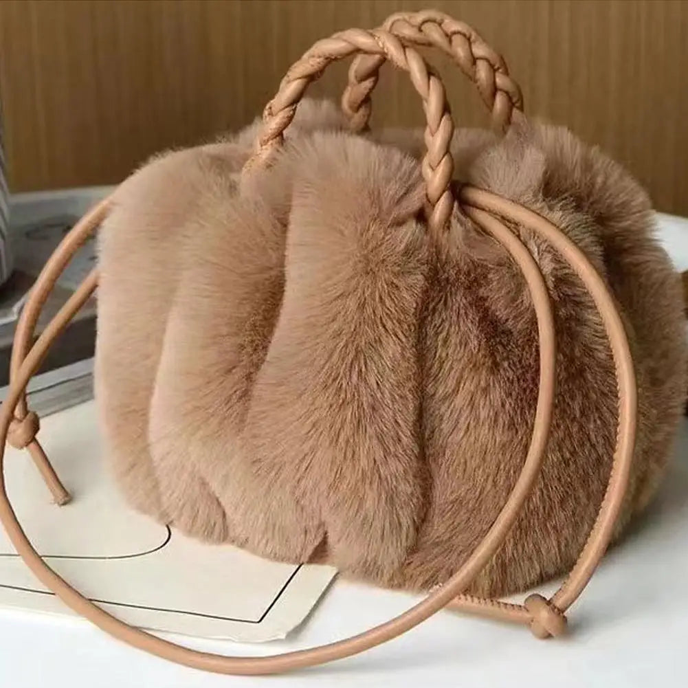 Plush Cloud Crossbody Bag | Cute Faux Fur Shoulder Handbag Crossbody Shoulder Bag QXL