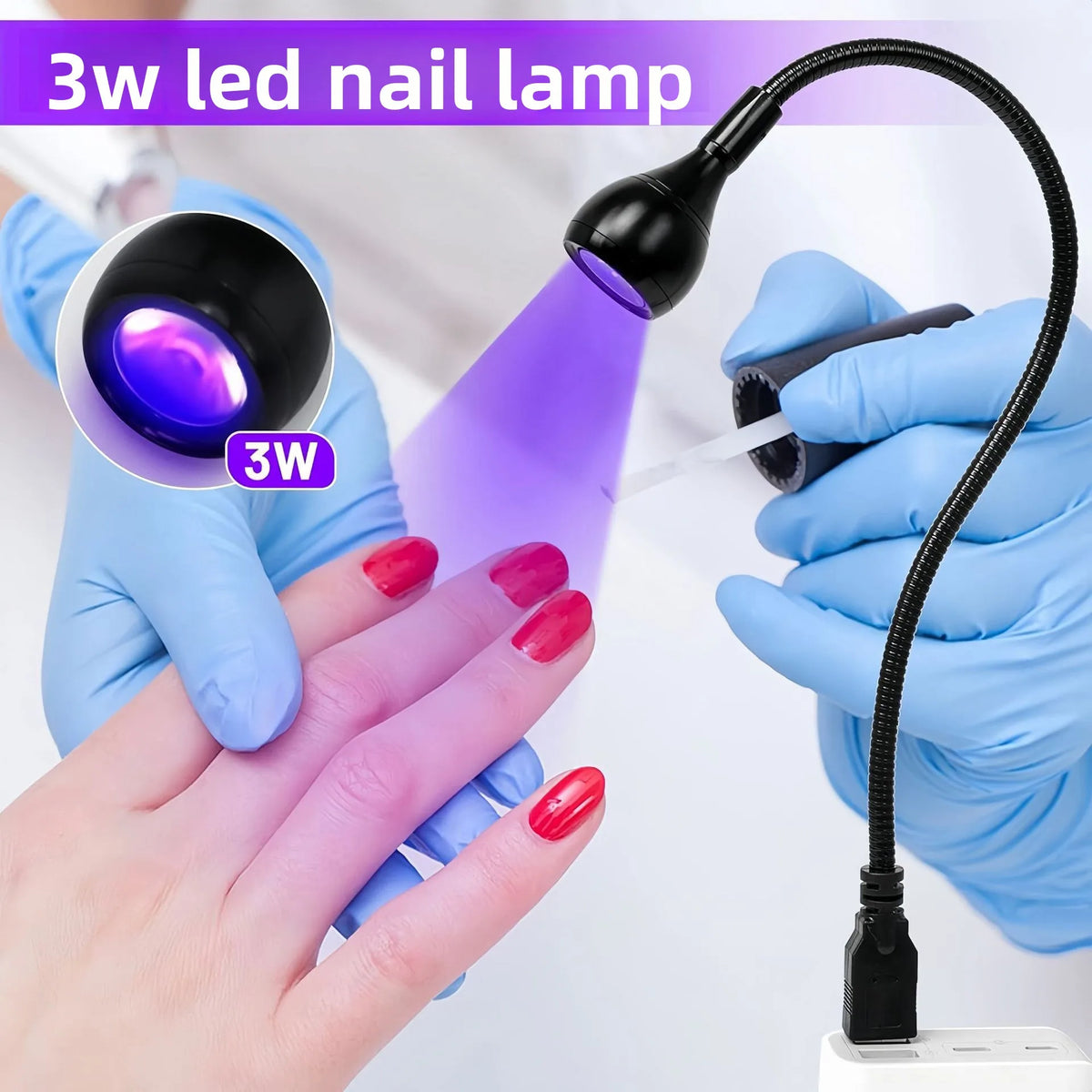 Mini UV LED Nail Dryer Lamp | 360° Clip-On USB Portable UV LED Nail Dryer QXL