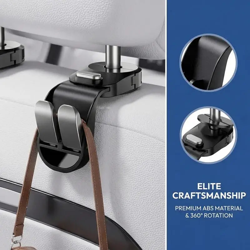 Heavy-Duty Car Seat Headrest Hooks | 25kg ABS Spring Clip Car Headrest Hook QXL