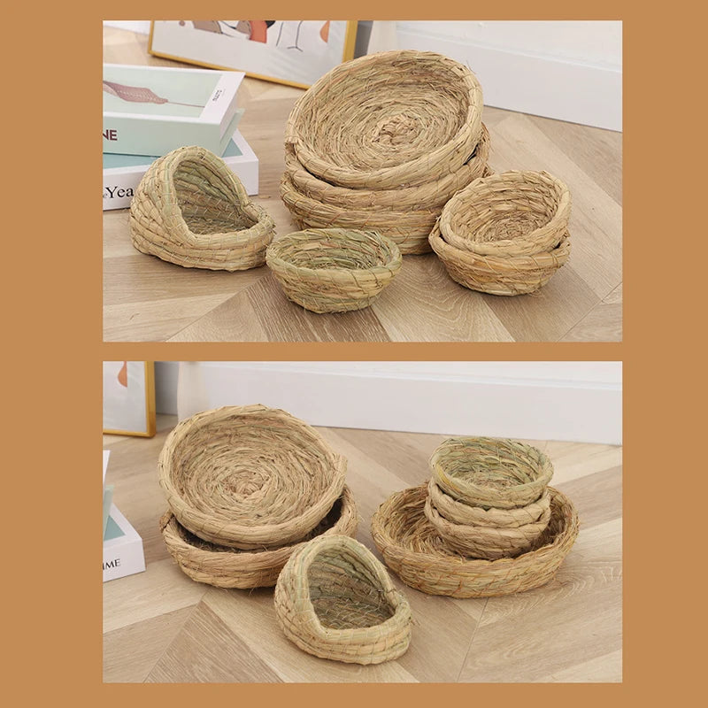 Hand-Woven Grass Bird Nest for Parrots, Finches & Small Birds Woven Bird Nest QXL