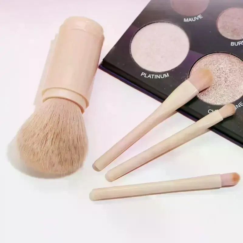 4-in-1 Travel Makeup Brush Set | Retractable Kabuki & Eye Brushes Travel Makeup Brush Set QXL