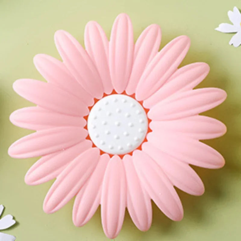 Flower Shaped Silicone Soap Dish | No-Drill Drain Holder Soap Dish QXL