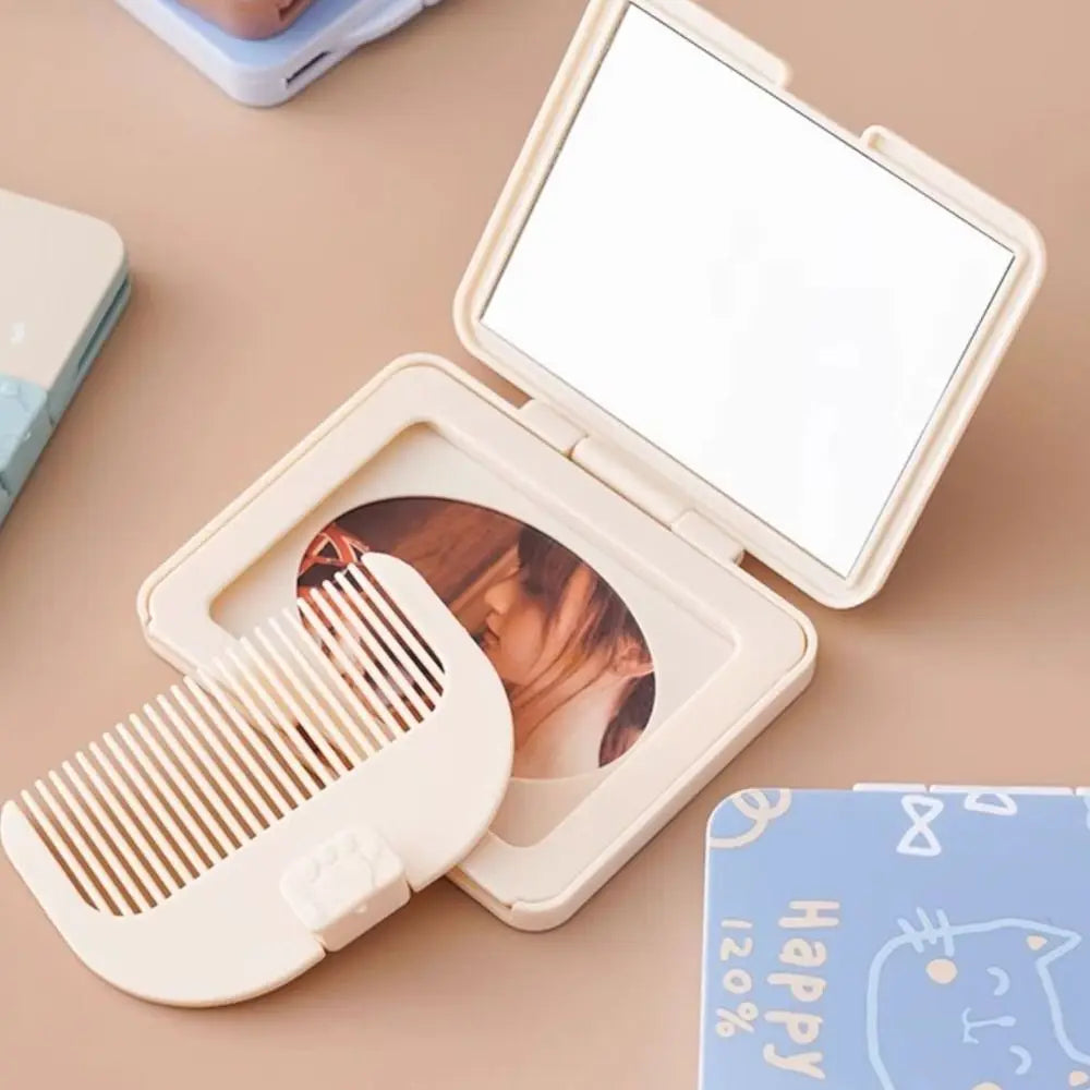 Portable Folding Mirror & Comb Set | Compact Cosmetic Mirror Cosmetic Mirror Set QXL