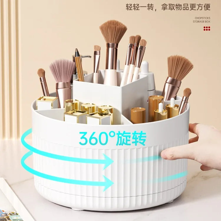 360° Rotating Makeup Organizer & Brush Holder | Desktop Rotating Makeup Organizer QXL white