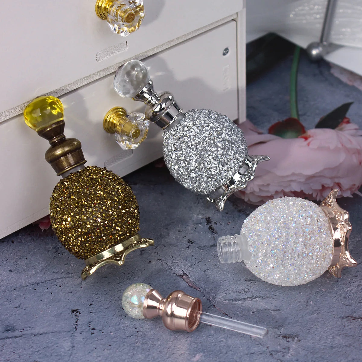 15ml Crystal Luxury Perfume Bottle | Vintage Glass Refillable Perfume Bottle QXL