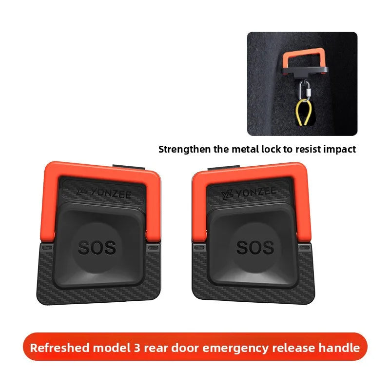 Tesla Model 3/Y Rear Door Manual Release Pull Strap 2-Pack Car Door Accessory QXL C