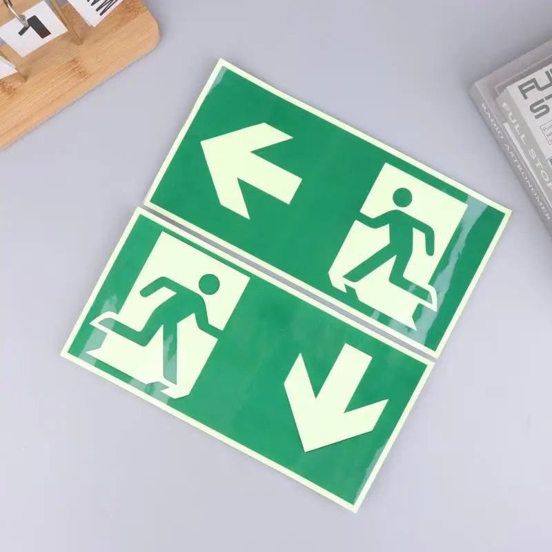 Photoluminescent Exit Sign Wall Decal | Glow-in-Dark Sticker Safety Wall Decal QXL