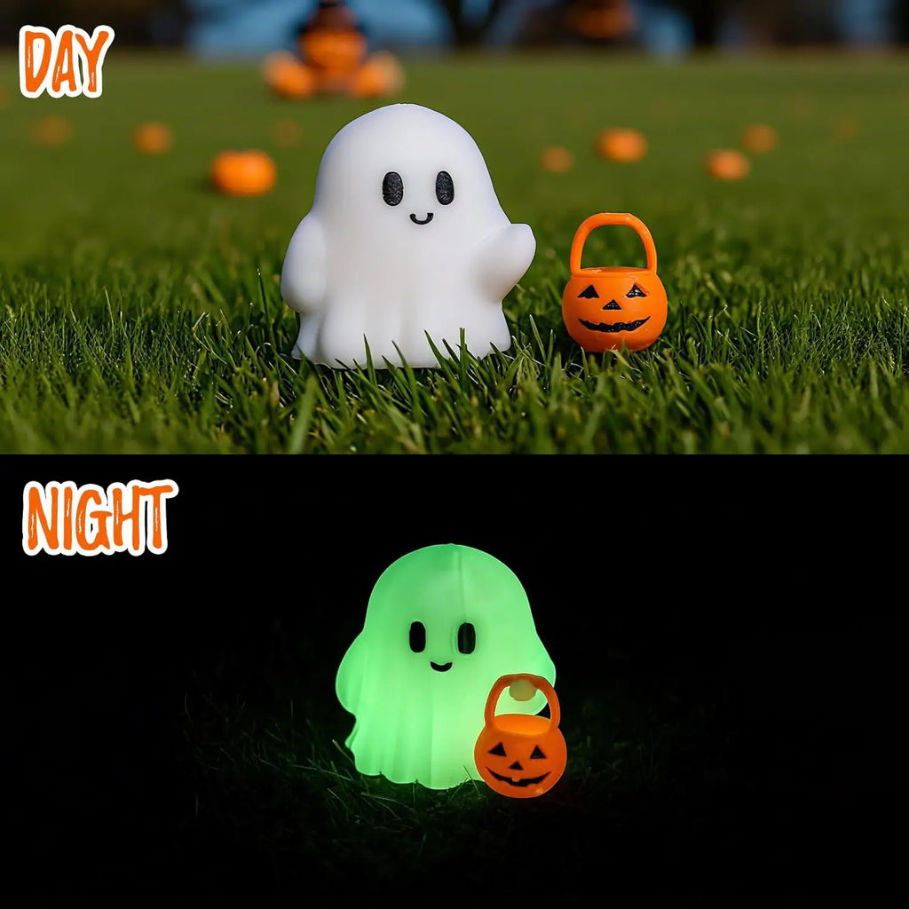 Halloween Ghost Pumpkin Figurine | Cute Trick or Treat Decor