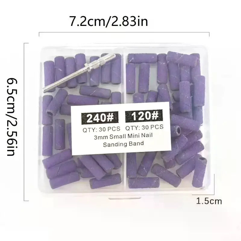60-Pc Nail Sanding Bands & Mandrel Bit | 3mm Nail Drill Set Nail Sanding Bands QXL