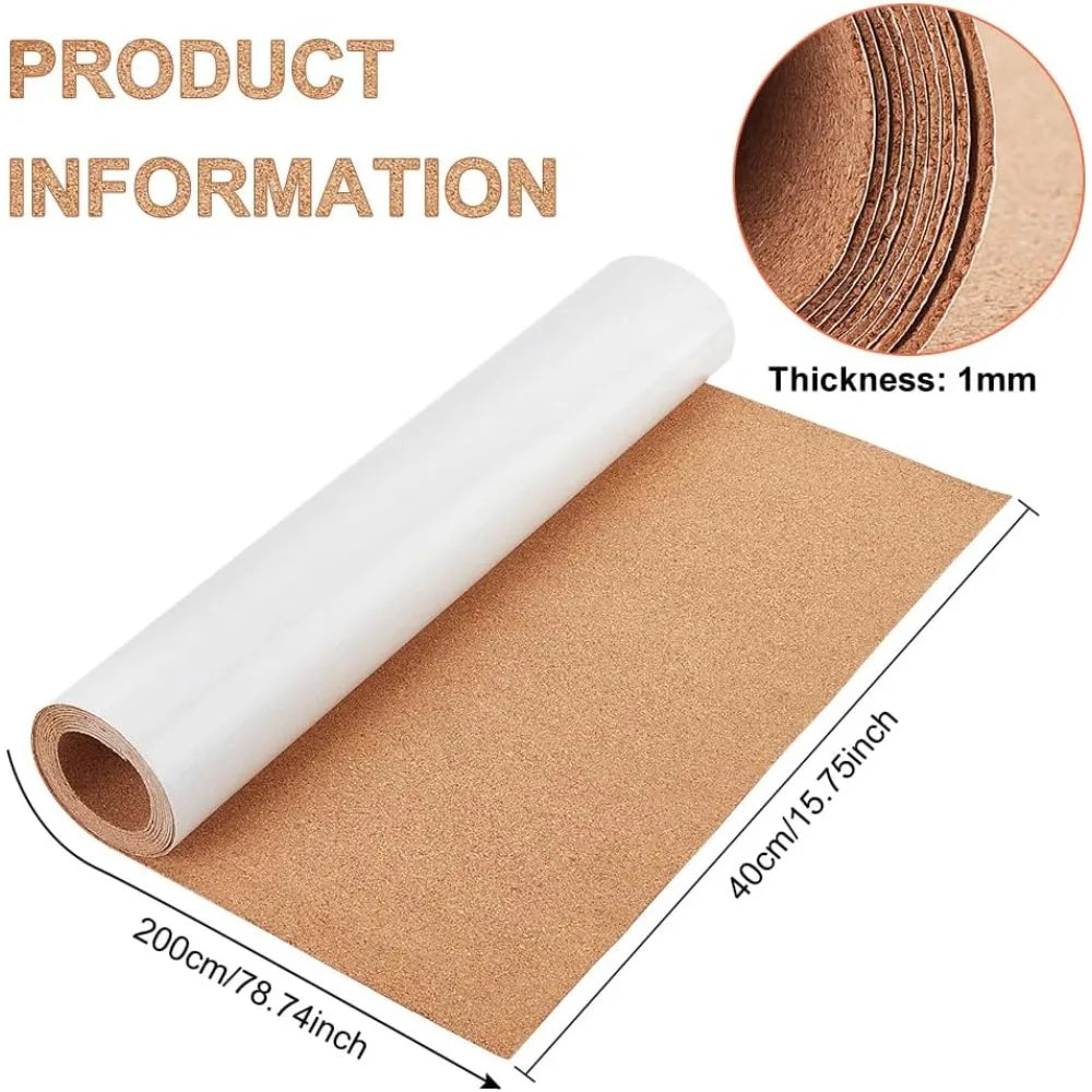 Self-Adhesive Cork Roll | 2m x 400mm Natural Cork Board Mat Cork Board Roll QXL