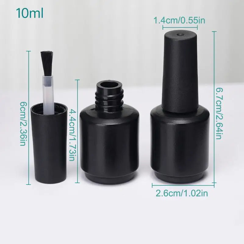 Empty Refillable Nail Polish Bottles with Brush | 6–10mL Black Nail Polish Bottle QXL 10ml