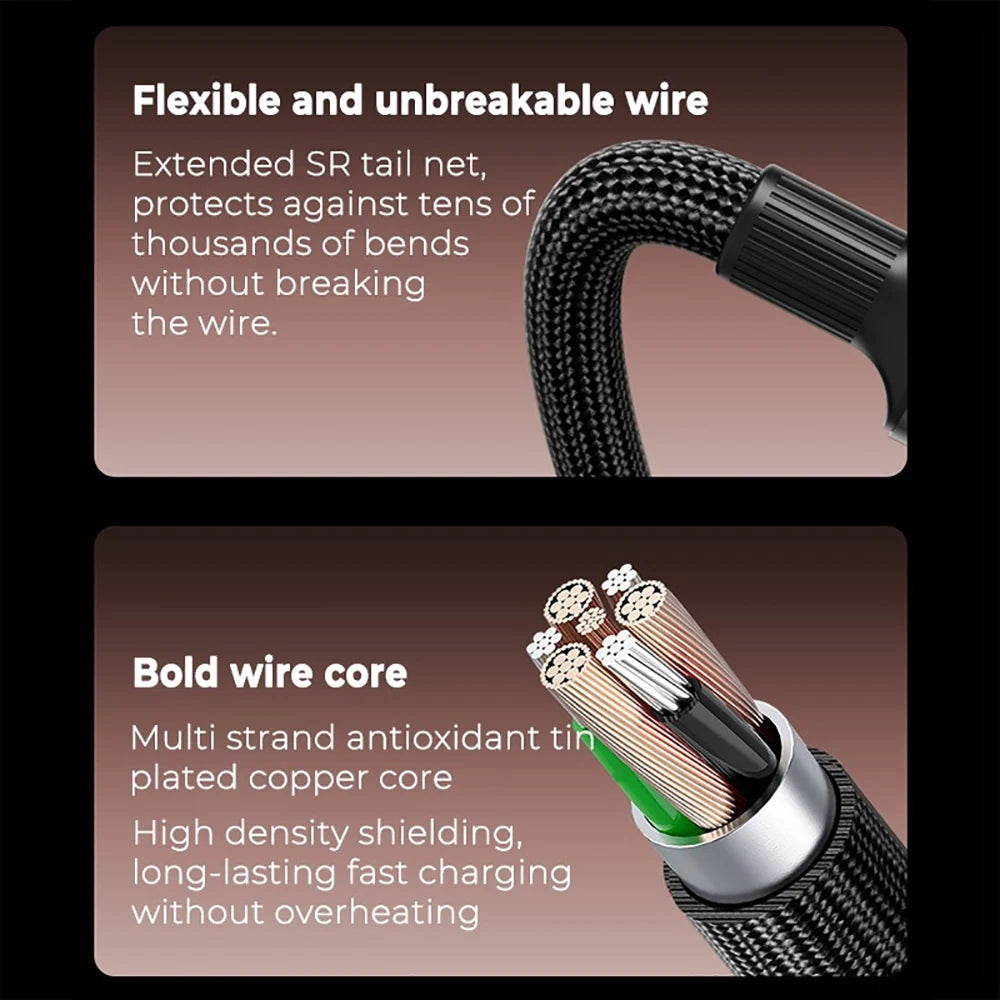 120W USB-C to C Fast Charging Braided Cable 6A PD Cord USB-C Charging Cable QXL