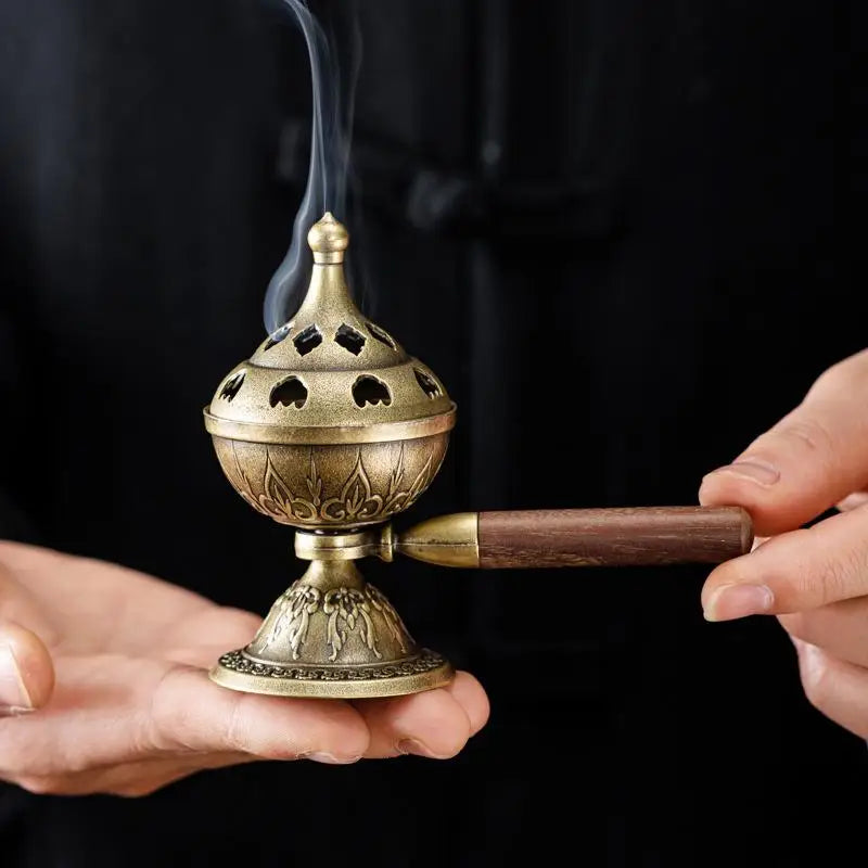 Rotating Handle Zinc Alloy Coil Incense Burner | Aromatherapy Incense Burner QXL