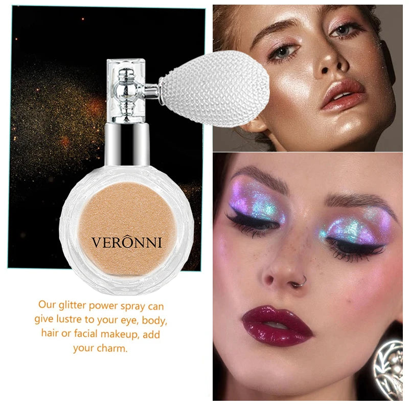 VERONNI Glitter Highlighter Spray – Face & Body Shimmer Body Highlighter Spray QXL