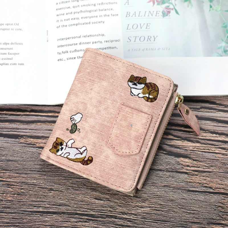 Cat Pattern PU Leather Wallet | Large Capacity Card Holder Cartoon Leather Wallet QXL