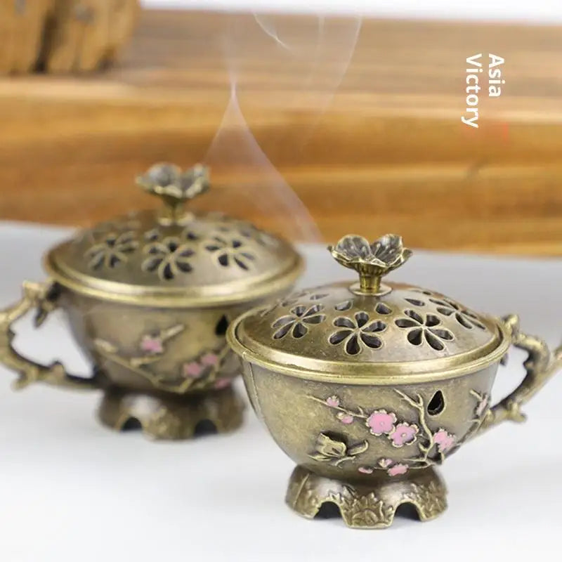Plum Blossom Handheld Incense Stick Burner | Zinc Alloy Décor Incense Burner QXL