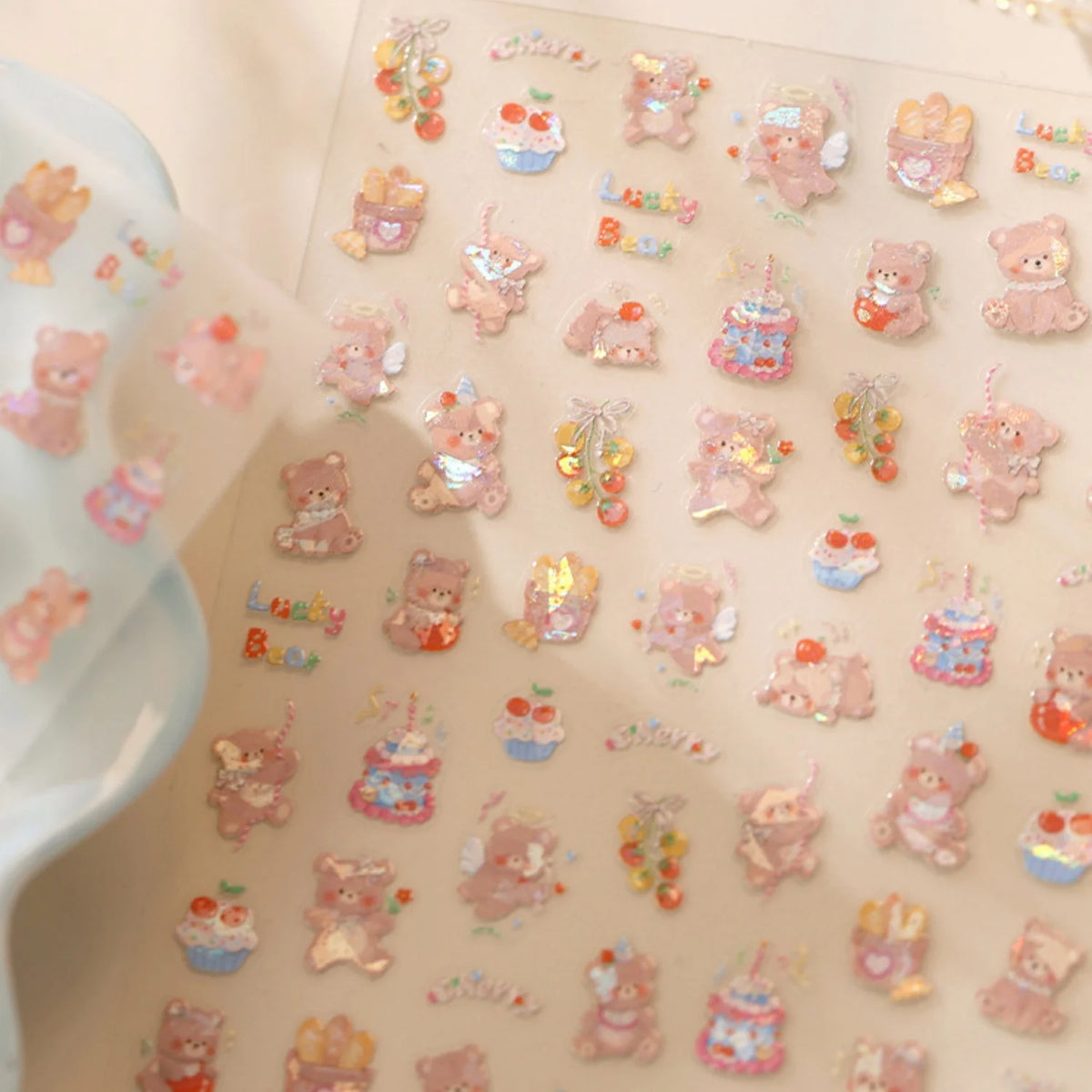 5D Bear Nail Stickers | Cute Cartoon Self-Adhesive Nail Decals Nail Art Stickers QXL