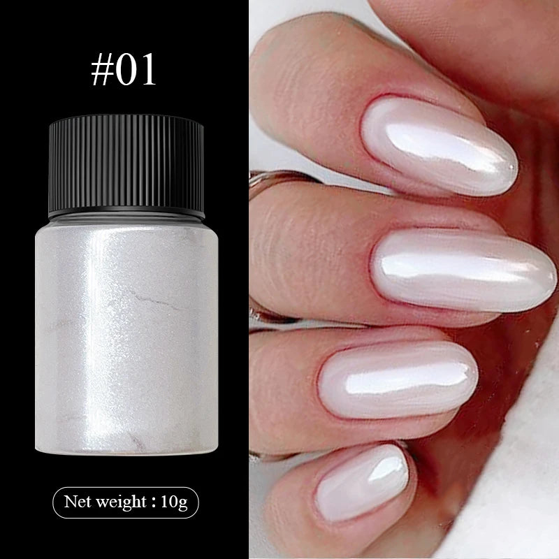 Cherry Pink Chrome Pearl Nail Powder | Mirror Aurora Effect 10g Chrome Nail Powder QXL 01