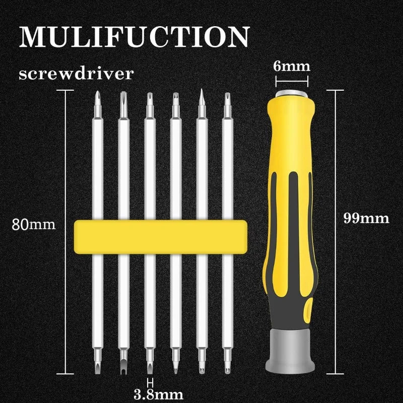6-in-1 Mini Screwdriver Set | 12 Bits, Detachable Handle Screwdriver Set QXL