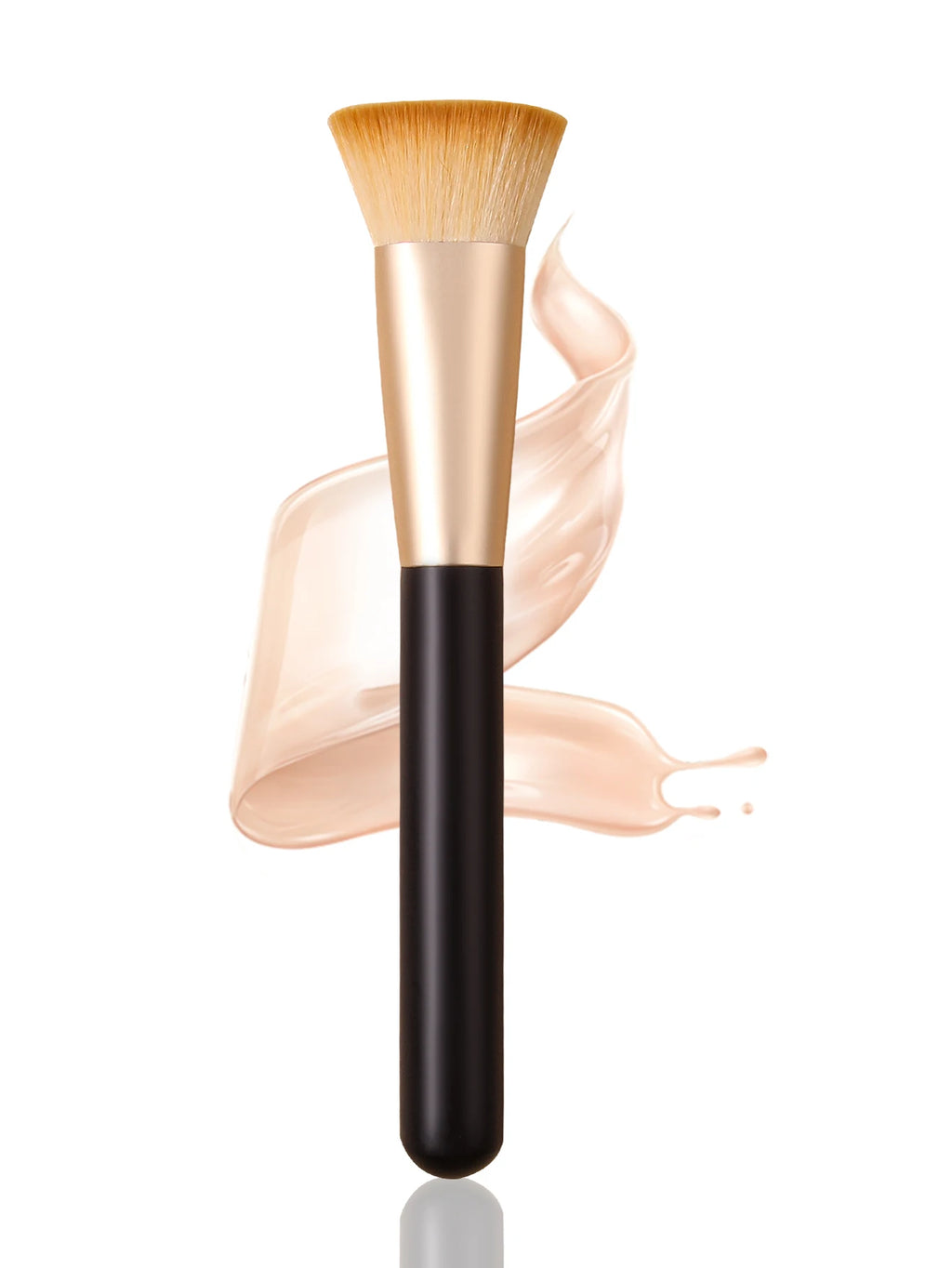 KOSSHOW Flat-Top Foundation Brush | Black Wood Handle Foundation Makeup Brush QXL