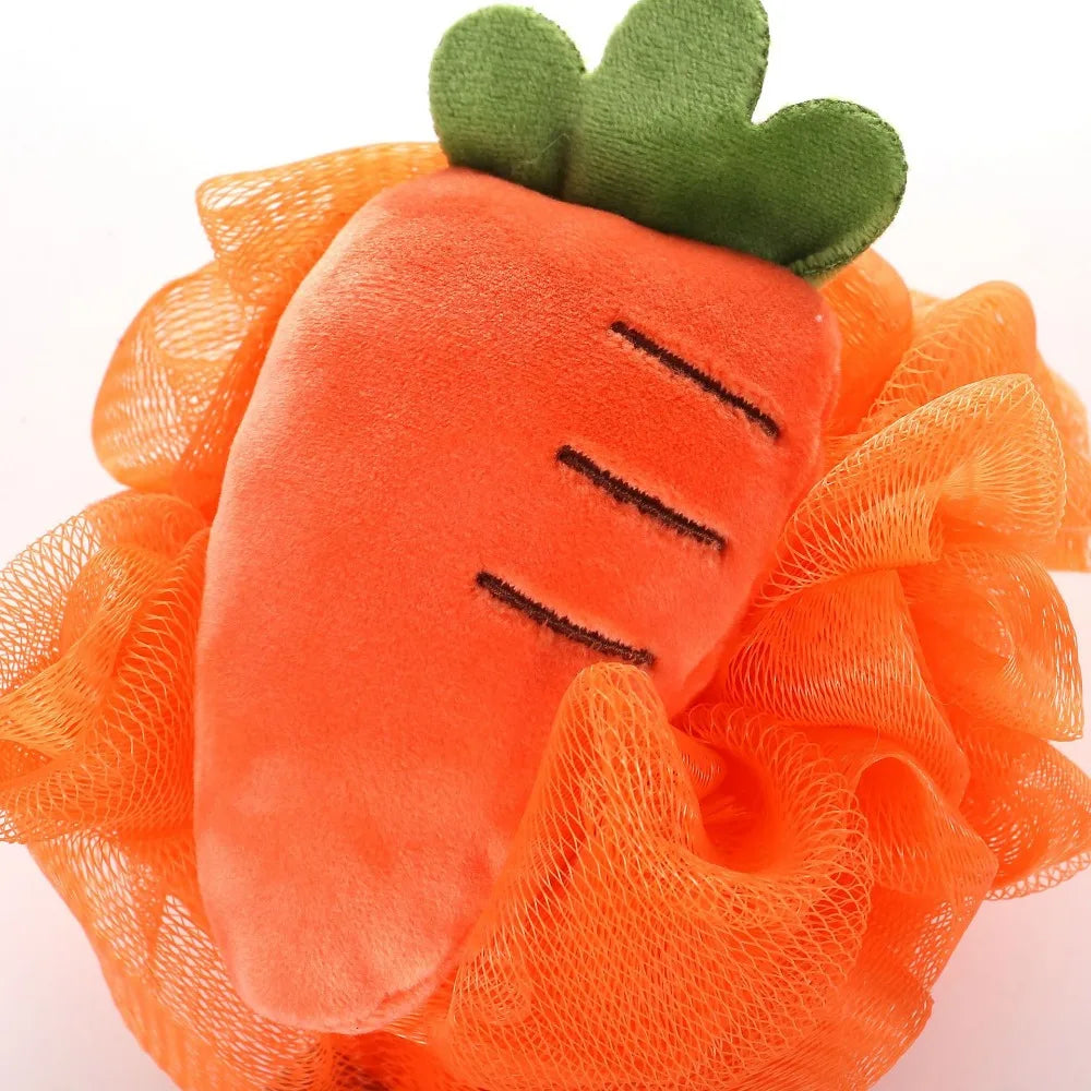 Fruit-Shaped Bath Sponge Ball | Soft PE Scrubbing Net Loofah Bath Scrubber Sponge QXL