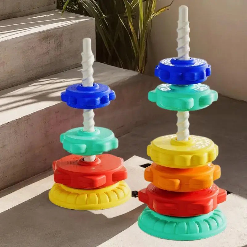 Montessori Rainbow Stacking Spinning Tower Toy | Kids Gift Montessori Stacking Toy QXL