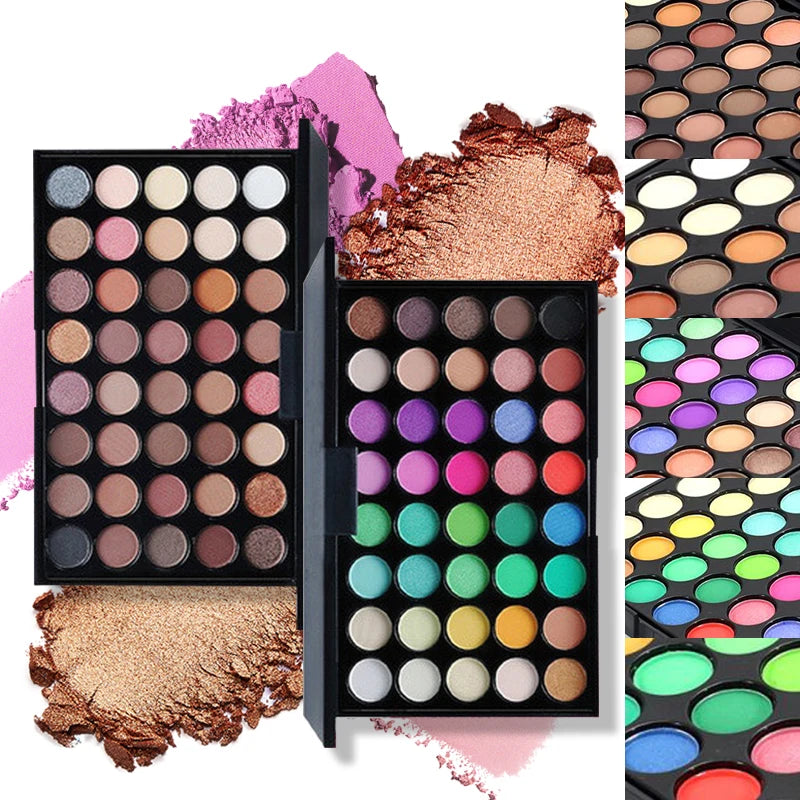 VERONNI 40-Color Glitter Matte Eyeshadow Palette + Brush Eyeshadow Palette QXL