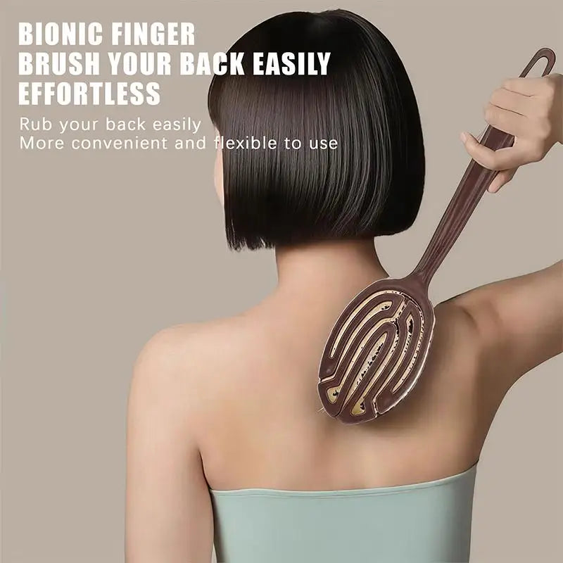 2-in-1 Long Handle Back Scrubber – Natural Coconut Bristle Bath Brush Bath Scrubber Brush QXL brown