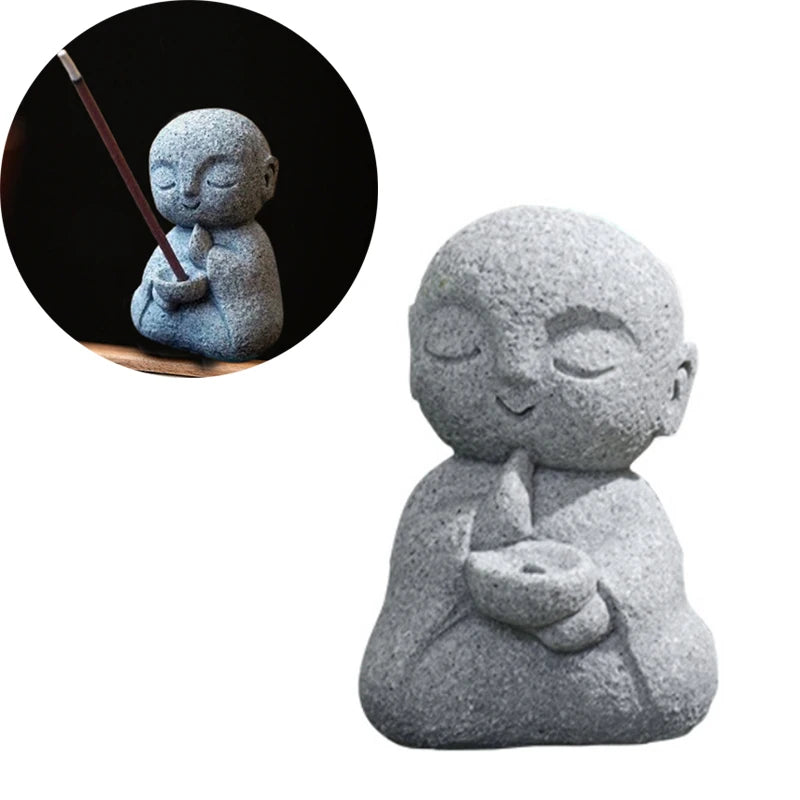 Japanese Jizo Monk Incense Holder | Zen Resin Figurine Incense Holder Figurine QXL