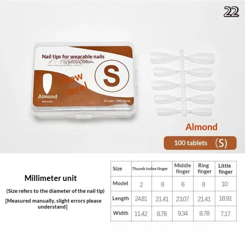 100-Pc French Press-On False Nail Tips | Full Cover Y2K Set Press-On Nail Tips QXL N22