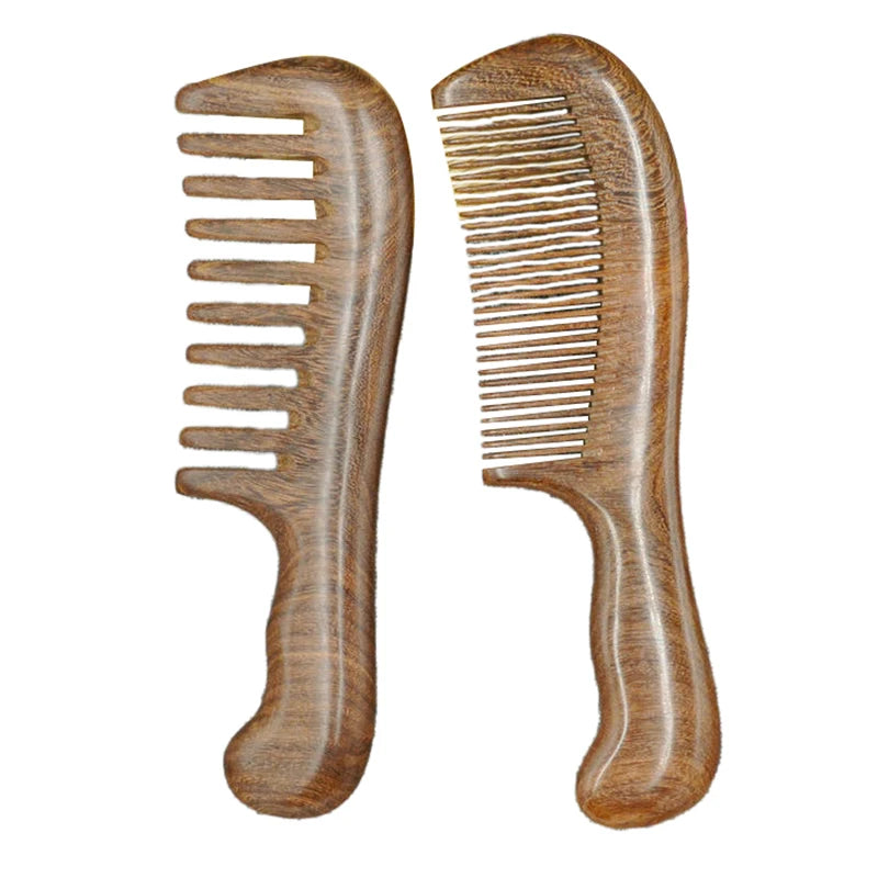 Natural Sandalwood Wide Tooth Comb | Anti-Static Detangler Wooden Hair Comb QXL