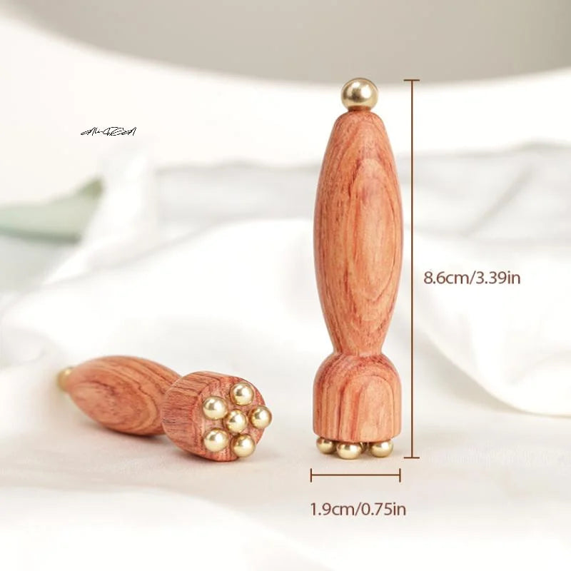 Brass & Rosewood Lotus Gua Sha Eye Massage Stick | Facial Tool Gua Sha Massage Tool QXL