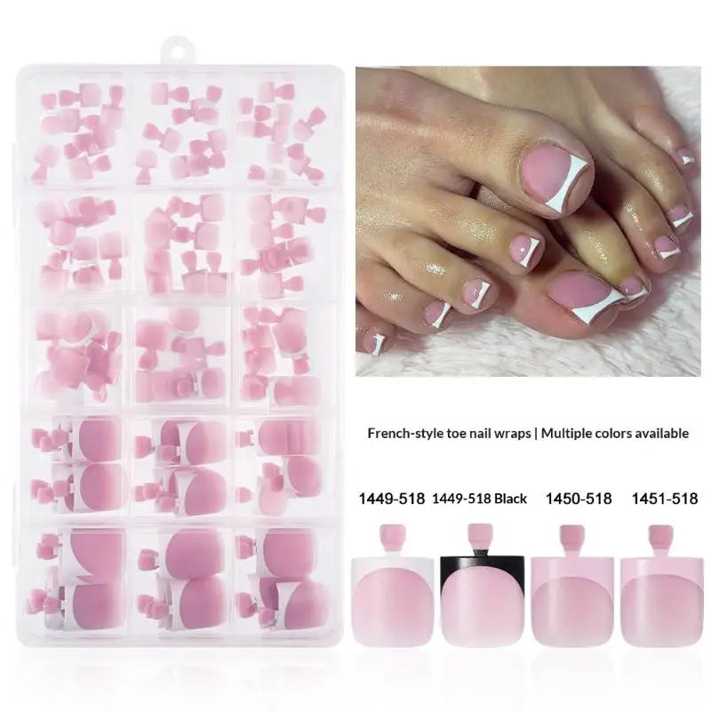 150-Pc Square Matte False Toe Nail Tips | Full Coverage False Toenail Tips QXL