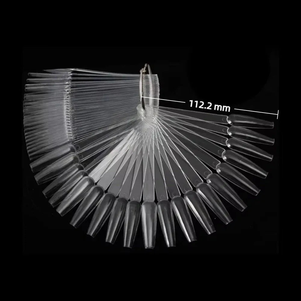 50-Pack Fan-Shaped Nail Swatch Display Sticks with Rings Nail Display Sticks QXL