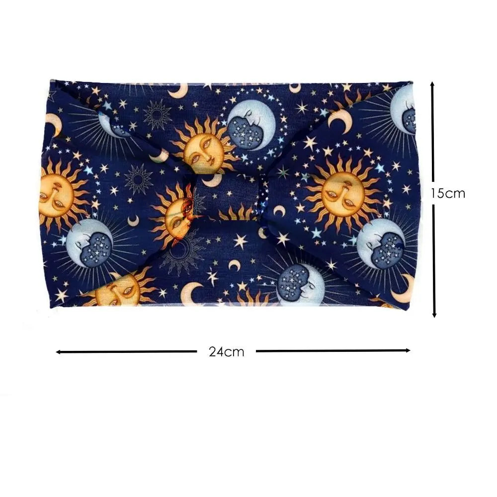 Elastic Wide Knot Headband | Boho Floral Star Print Women Knotted Headband QXL